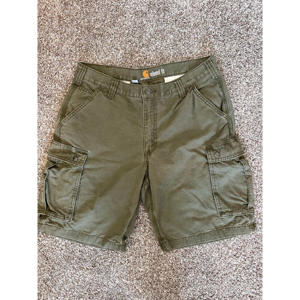 Carhartt Cargo Shorts Relaxed Fit Olive Army Green Pockets Workwear Gorpcore 38